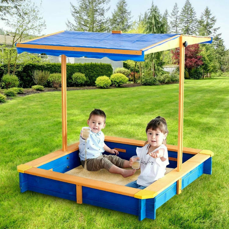 Outdoor Summer Sand Box - Wood / Blue