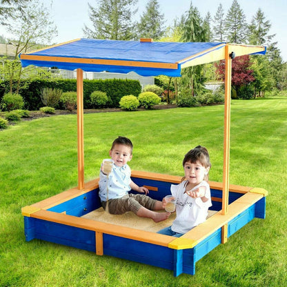 Outdoor Summer Sand Box - Wood / Blue