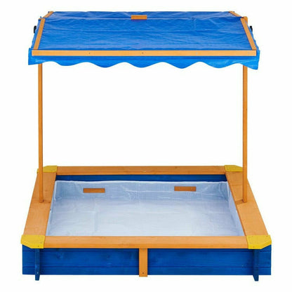 Outdoor Summer Sand Box - Wood / Blue