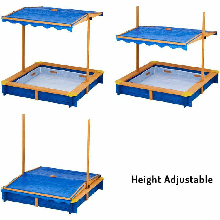 Outdoor Summer Sand Box - Wood / Blue