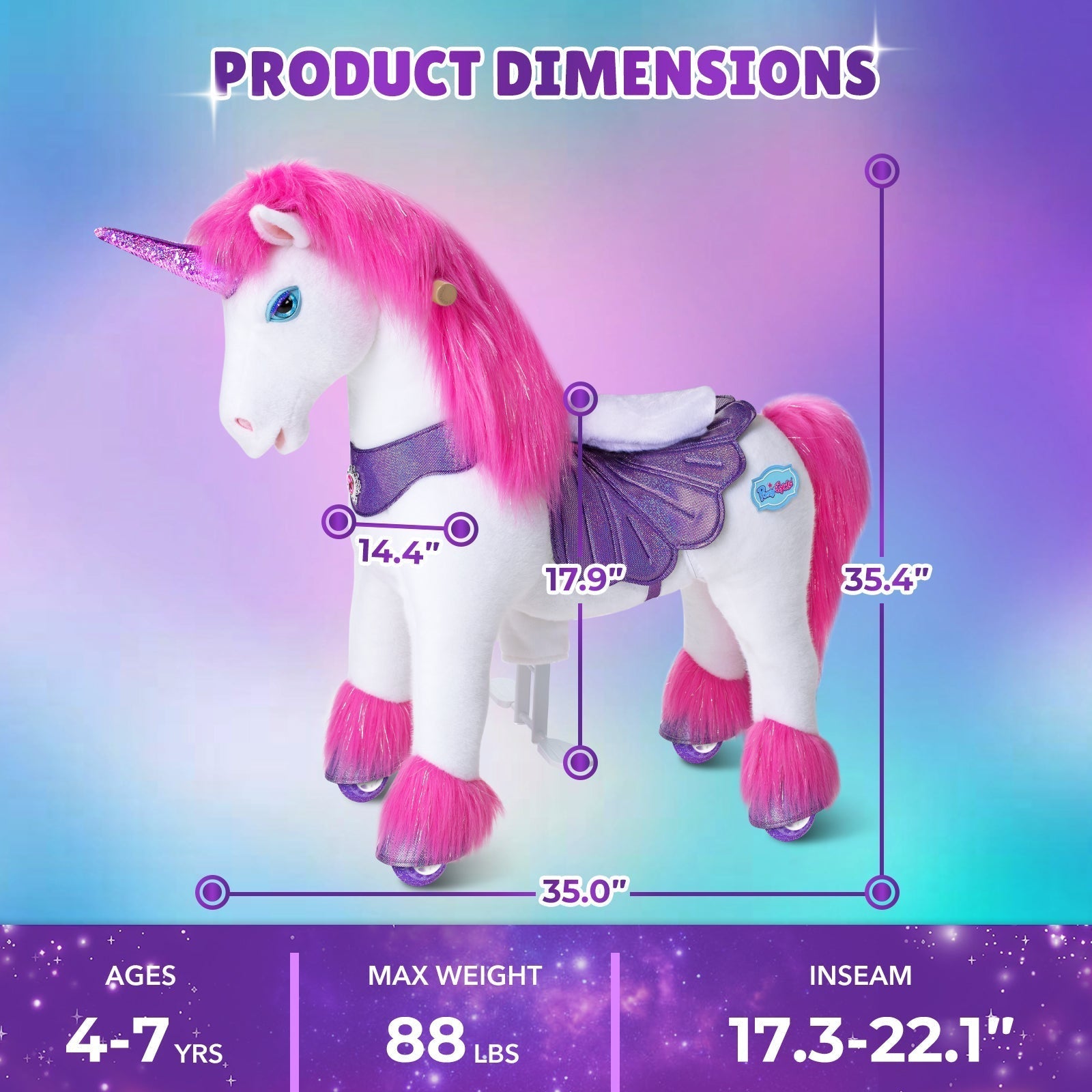 Pink Unicorn Model Y Ride on Toy - 4-7 Years