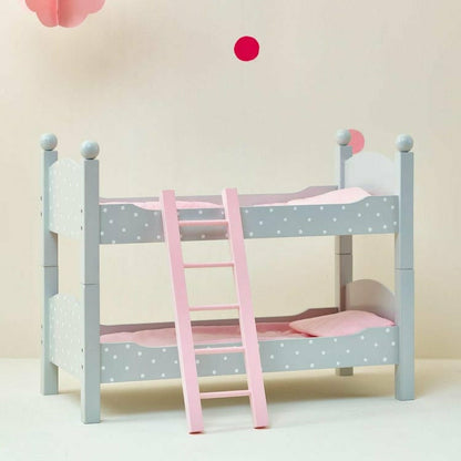 Polka Dots Princess Double Bunk Bed for 18" Dolls - Gray