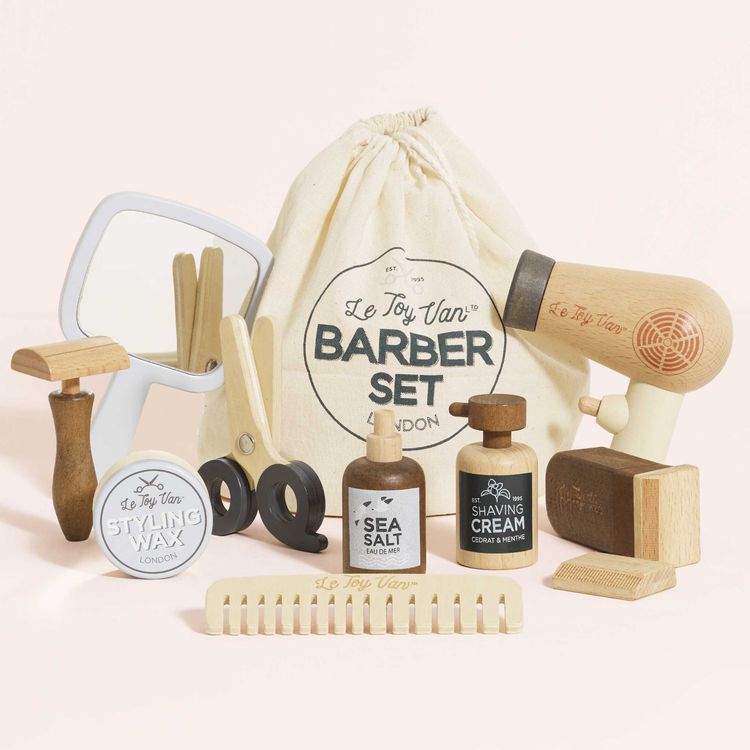 Pretend Play Wooden Hairdresser & Barber Kit - 12 Pieces