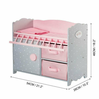 Princess Baby Doll Crib with Cabinet and Cubby