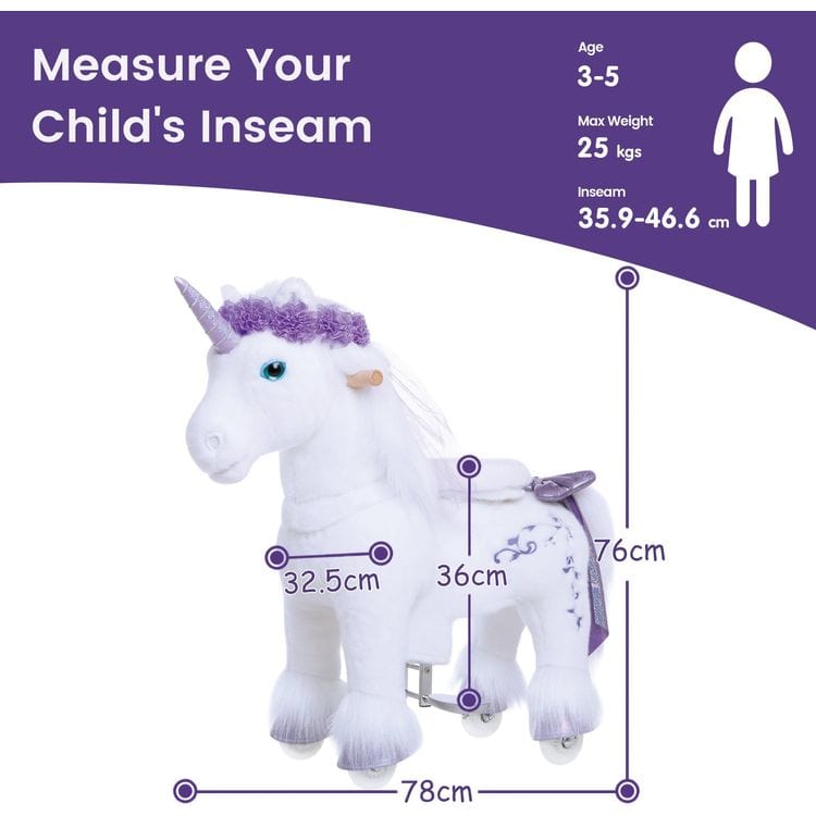 Purple Model X Ride-On Unicorn - 3-4 Years