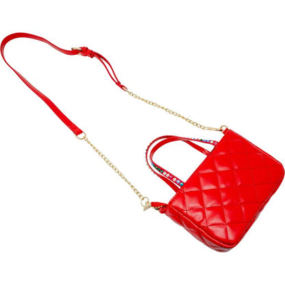 Quilted Rhinestone Tote Bag - Red