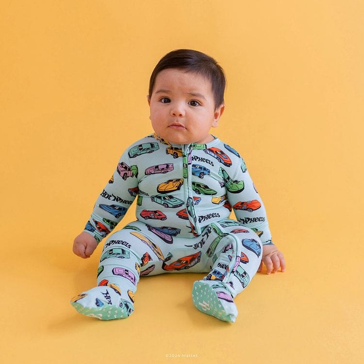 Retro Hot Wheels - Footie Zippered One Piece