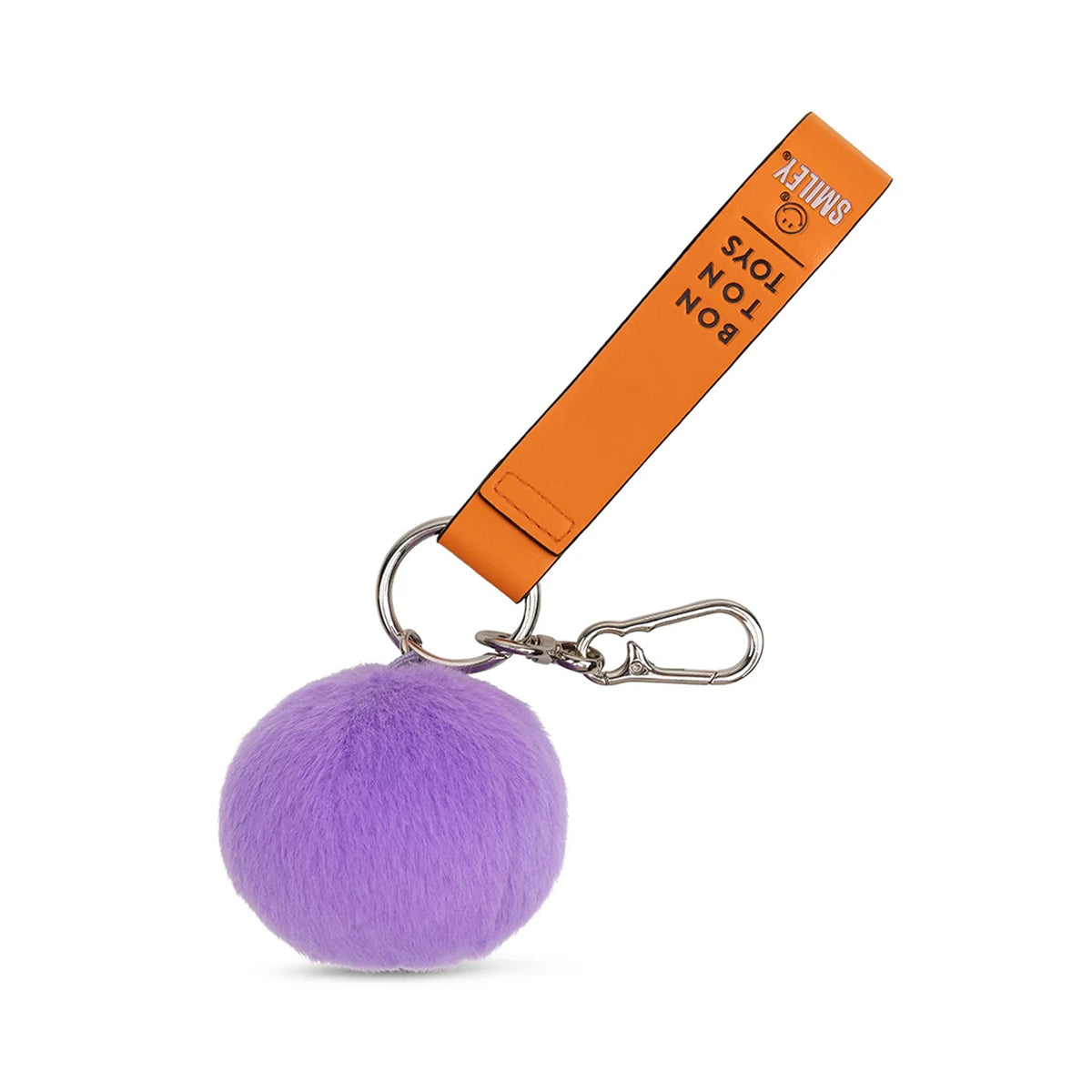 Smiley Dark Purple ECO Fuzzy Bag Charm - 3"