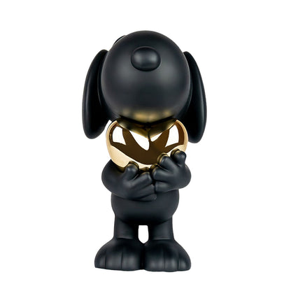 Snoopy Matte Black Figure with Chrome Gold Heart - 21.6"