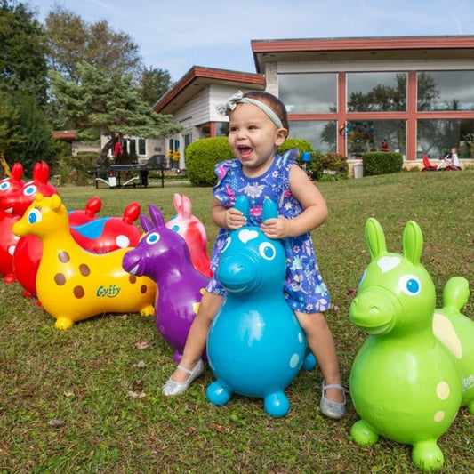 Teal Rody Horse Inflatable Bouncer Ride-on