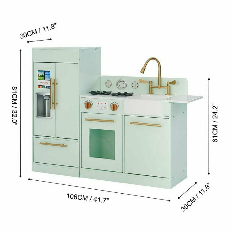 Teamson Kids Little Chef Charlotte 2-Piece Modular Wooden Play Kitchen, Mint