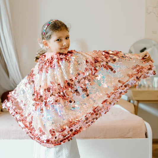 The 5th Avenue Pink Pailette Cape - Size 4-6 Years