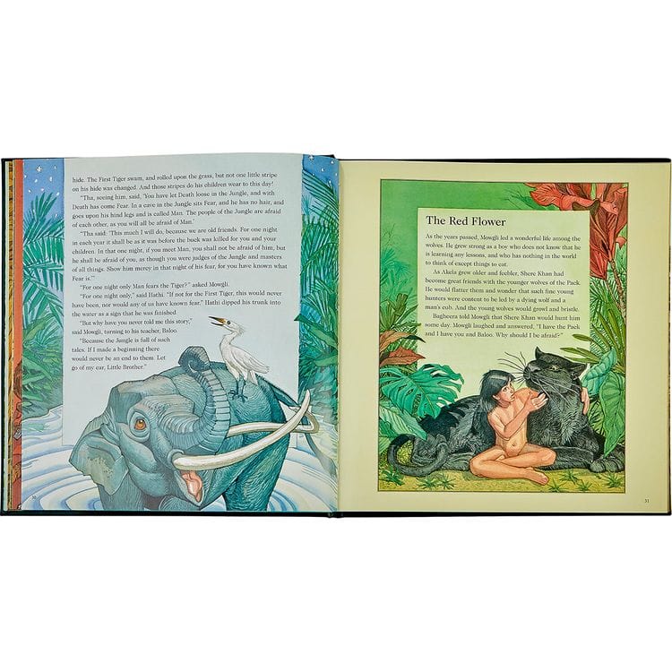 "The Jungle Book" in Green Bonded Leather