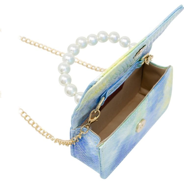 Tie Dye Crocodile Pearl Handle Bag - Blue
