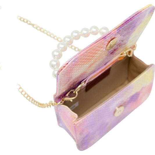 Tie Dye Crocodile Pearl Handle Bag - Pink
