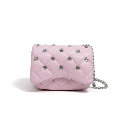 Tiny Crystal Stud Handbag - Pink