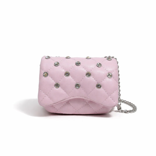 Tiny Crystal Stud Handbag - Pink