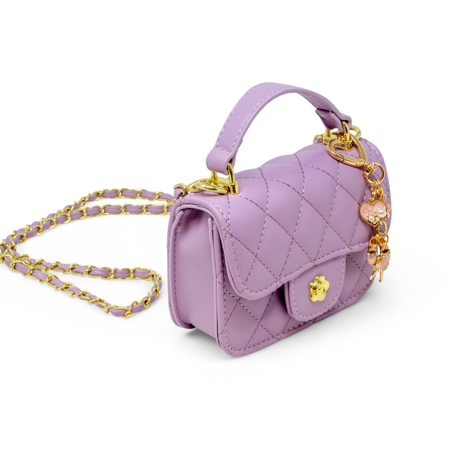 Tiny Quilted Ballet Charm Handbag - Purple