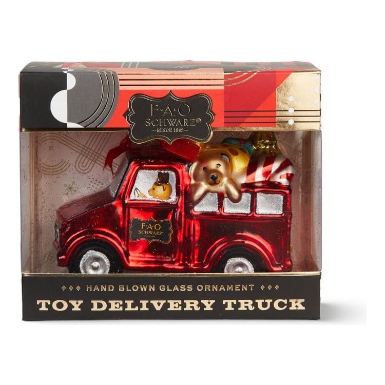 Toy Delivery Truck Glass Ornament
