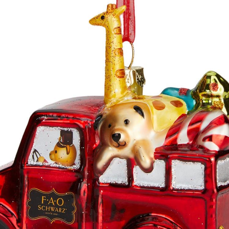 Toy Delivery Truck Glass Ornament