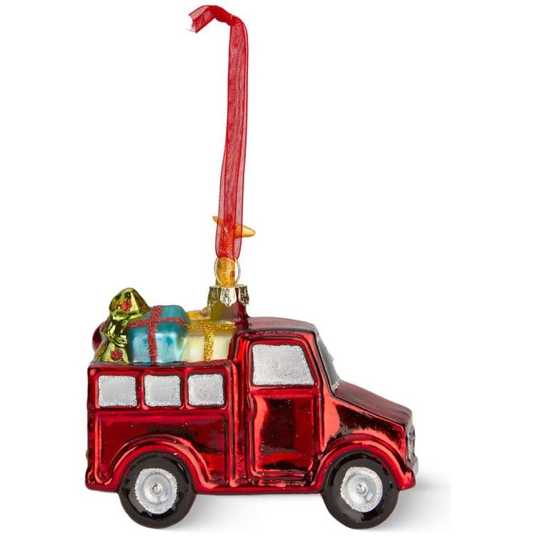 Toy Delivery Truck Glass Ornament