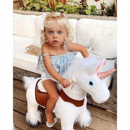 White Model U Ride-On Unicorn - 3-4 Years