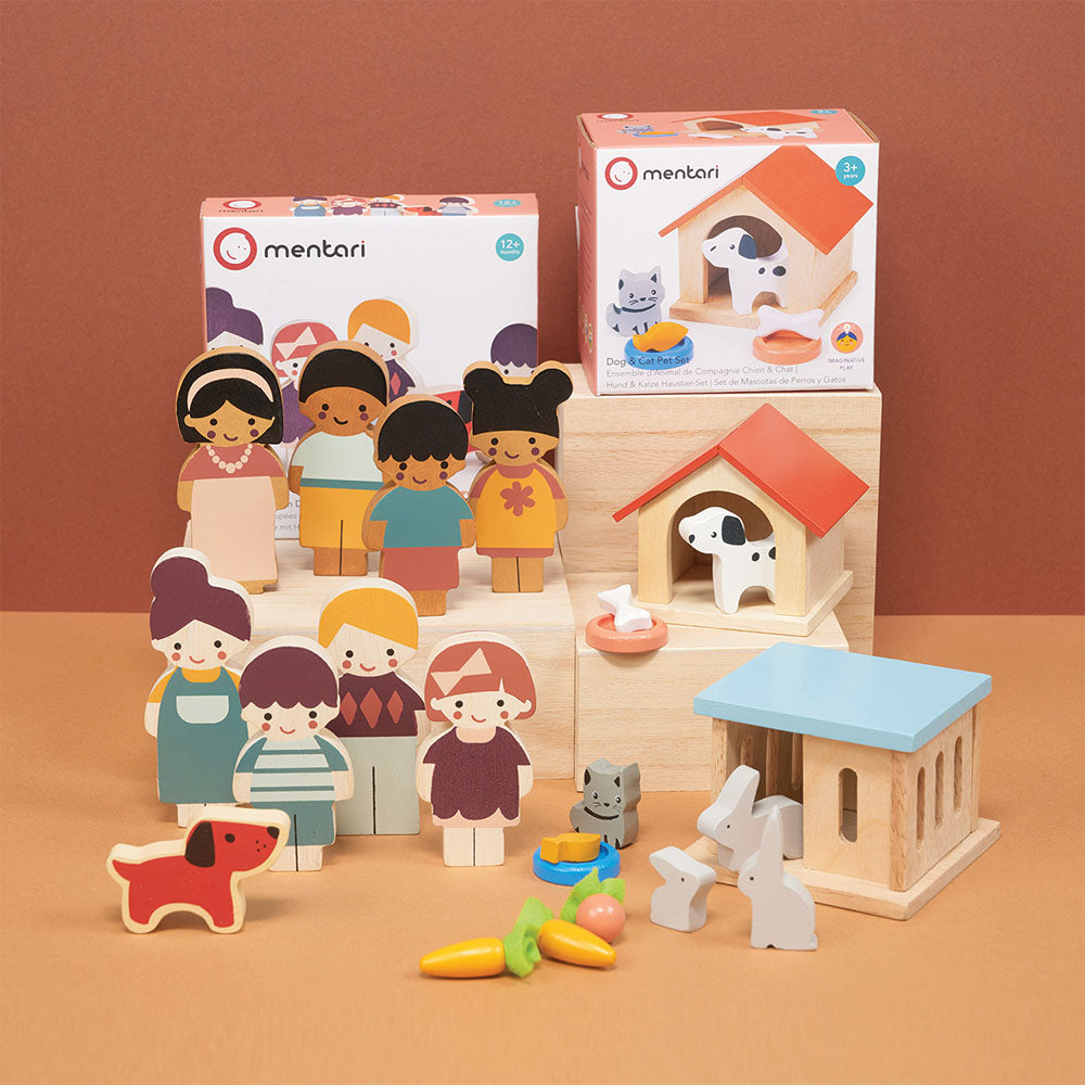 Wood Doll Family & Pets Bundle