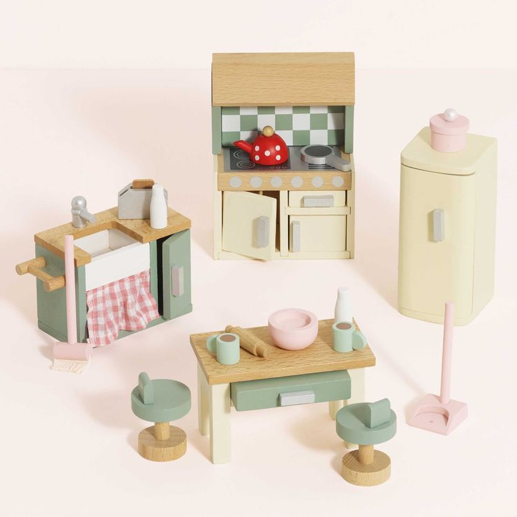 Wooden Dollhouse 20 Piece Kitchen Furniture Set