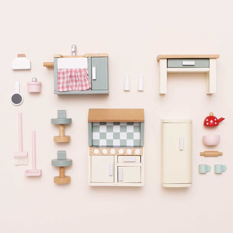Wooden Dollhouse 20 Piece Kitchen Furniture Set