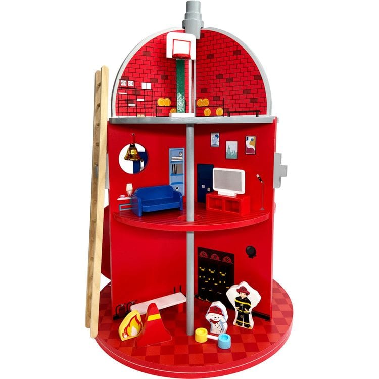 Wooden Fire Station Playset