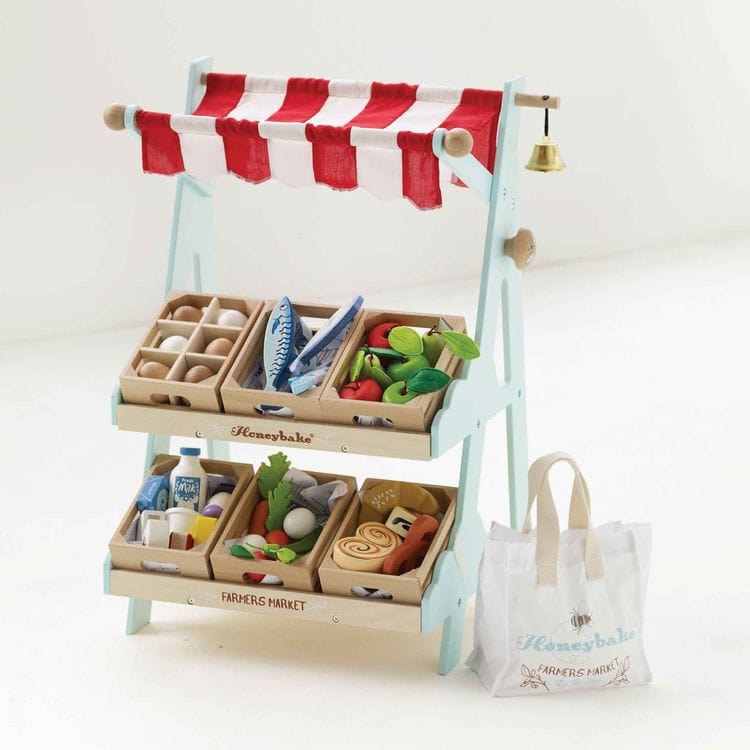 Wooden Market Stall & Fruit Play Food Crate