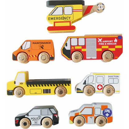 Wooden Set of 7 Emergency Vehicles
