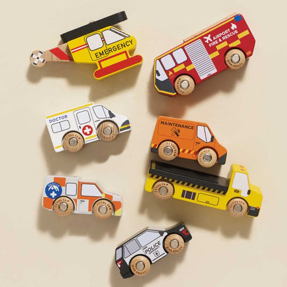 Wooden Set of 7 Emergency Vehicles