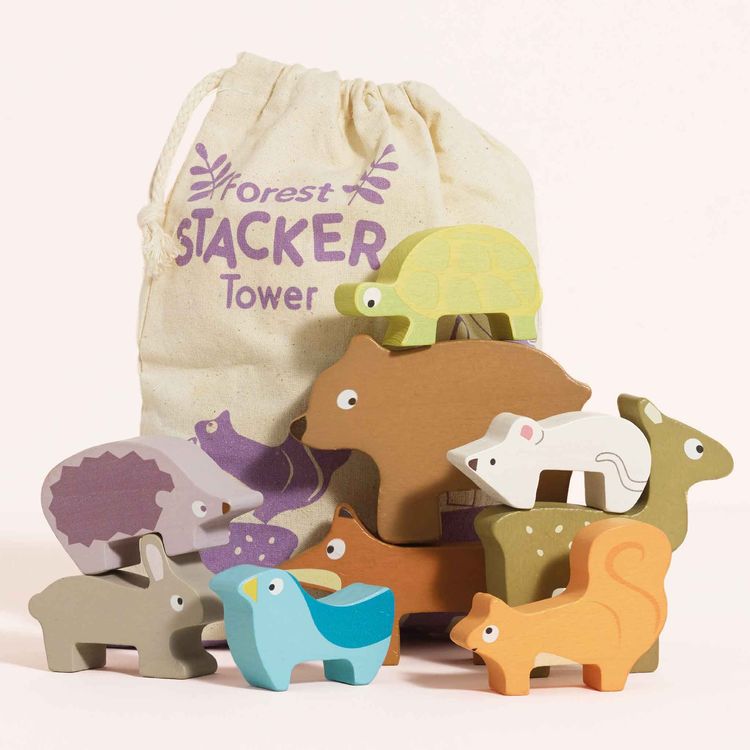 Woodland Stacking Forest Animals & Bag - 10 Pieces